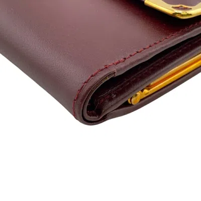 Pre-owned Cartier Must Bordeaux Leather Wallet (tri-fold) () In Burgundy