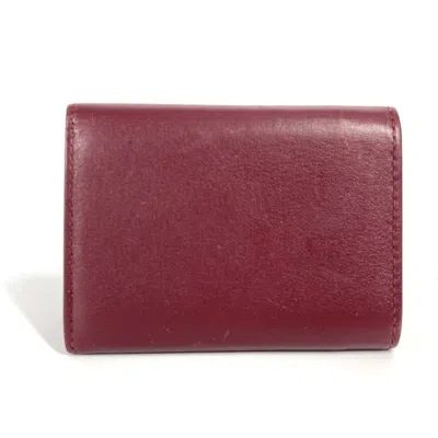 Pre-owned Cartier Wine Red Leather Wallet (tri-fold) () In Burgundy