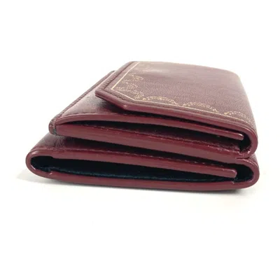 Pre-owned Cartier Wine Red Leather Wallet (tri-fold) () In Burgundy