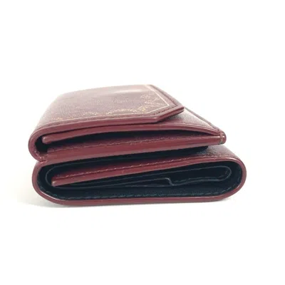 Pre-owned Cartier Wine Red Leather Wallet (tri-fold) () In Burgundy