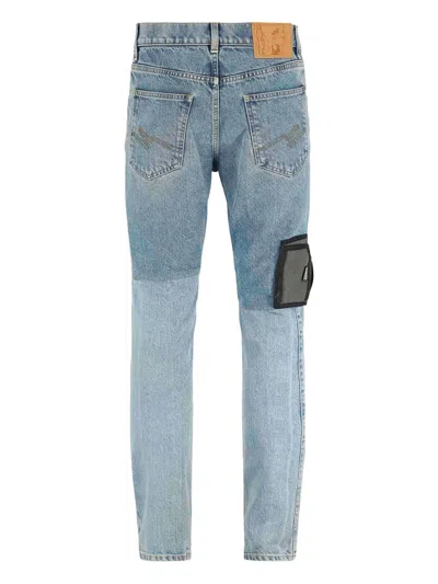 Martine Rose Patchwork Chain Straight Leg Jeans In Blue