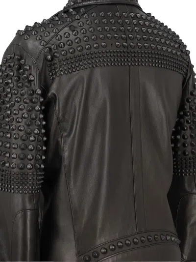 Pre-owned Vintage Studs Biker Jacket In Black