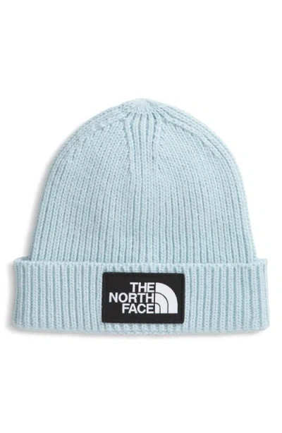 The North Face Logo Box Cuffed Recycled Beanie In Burgundy