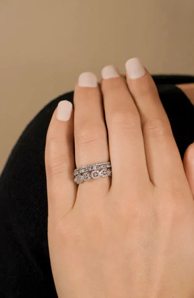 Sterling Forever Melody Set Of 3 Sterling Silver Cubic Zirconia Stackable Rings In Metallic