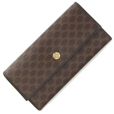 Pre-owned Celine Dark Brown Pvc Leather Long Wallet (bi-fold) ()