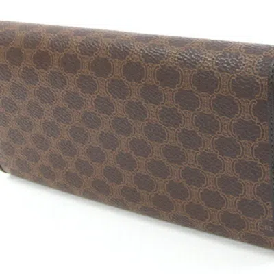 Pre-owned Celine Dark Brown Pvc Leather Long Wallet (bi-fold) ()