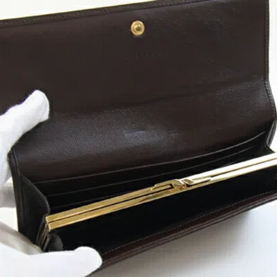 Pre-owned Celine Dark Brown Pvc Leather Long Wallet (bi-fold) ()