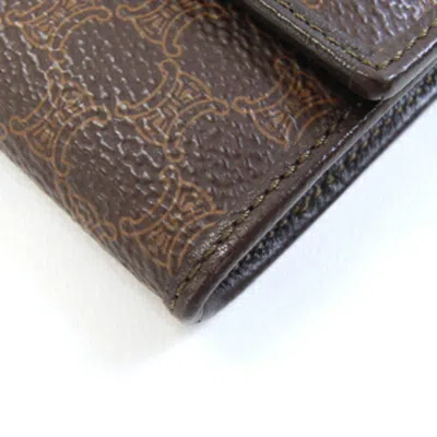 Pre-owned Celine Dark Brown Pvc Leather Long Wallet (bi-fold) ()