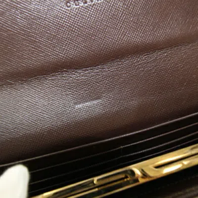 Pre-owned Celine Dark Brown Pvc Leather Long Wallet (bi-fold) ()