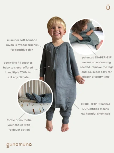 Gunamuna Long Sleeve Footie Sleep Sack Duvet 1.0 Tog In Gray