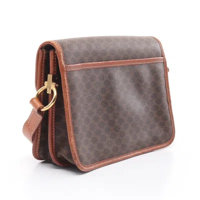 Pre-owned Celine Macadam Brown Coated Canvas Shoulder Bag ()
