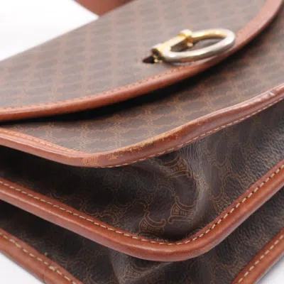 Pre-owned Celine Macadam Brown Coated Canvas Shoulder Bag ()
