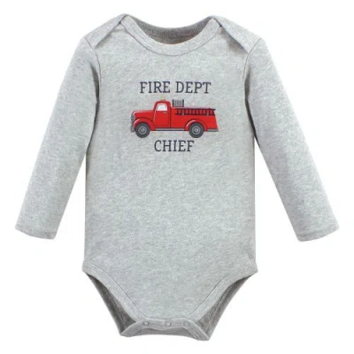 Hudson Baby Cotton Long-sleeve Bodysuit 3pk In Gray
