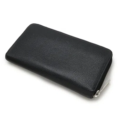 Pre-owned Chanel Black Grained Calfskin Long Wallet (bi-fold) ()