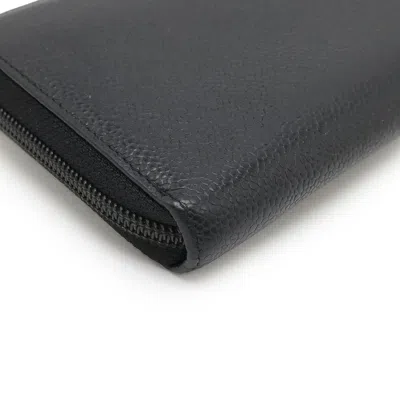 Pre-owned Chanel Black Grained Calfskin Long Wallet (bi-fold) ()
