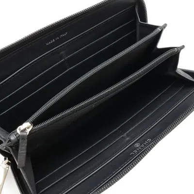 Pre-owned Chanel Black Grained Calfskin Long Wallet (bi-fold) ()
