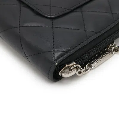 Pre-owned Chanel Black Pink White Leather Long Wallet (bi-fold) () In Multi