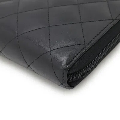 Pre-owned Chanel Cambon Black Pink Leather Long Wallet (bi-fold) () In Multi