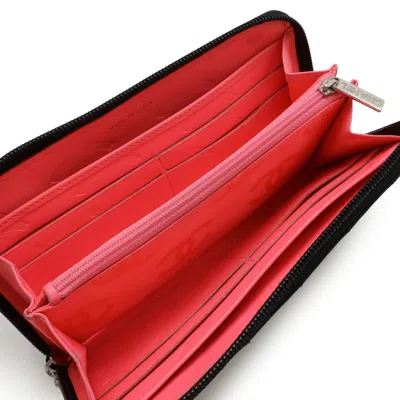 Pre-owned Chanel Cambon Black Pink Leather Long Wallet (bi-fold) () In Multi
