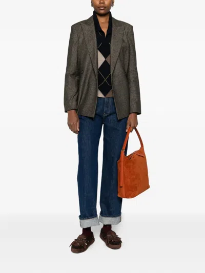 Apc Buttoned Double-breasted Jacket In Brown