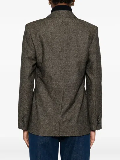 Apc Buttoned Double-breasted Jacket In Brown