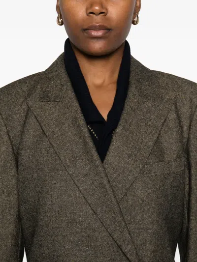 Apc Buttoned Double-breasted Jacket In Brown