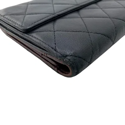 Pre-owned Chanel Matelasse Black Red Color Wine Leather Long Wallet (bi-fold) ()