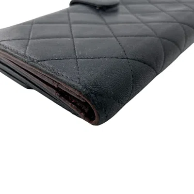 Pre-owned Chanel Matelasse Black Red Color Wine Leather Long Wallet (bi-fold) ()