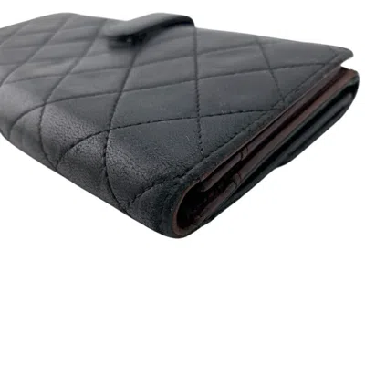 Pre-owned Chanel Matelasse Black Red Color Wine Leather Long Wallet (bi-fold) ()