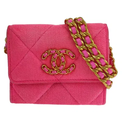 Pre-owned Chanel Pink Canvas Chain/shoulder Wallet ()