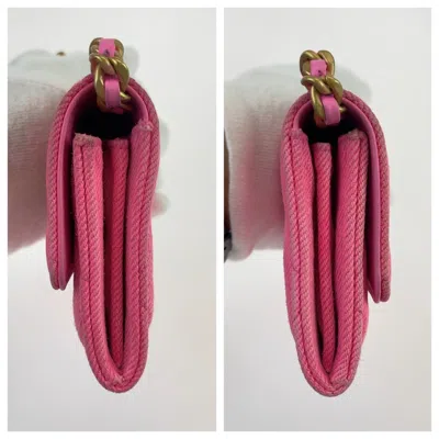 Pre-owned Chanel Pink Canvas Chain/shoulder Wallet ()