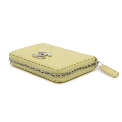 Pre-owned Chanel Yellow Grained Calfskin Coin Purse/coin Case ()