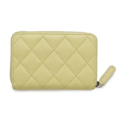 Pre-owned Chanel Yellow Grained Calfskin Coin Purse/coin Case ()