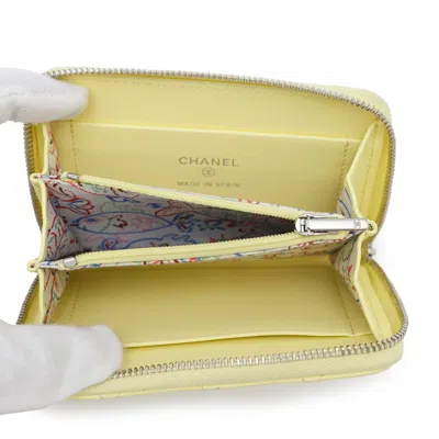Pre-owned Chanel Yellow Grained Calfskin Coin Purse/coin Case ()