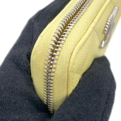 Pre-owned Chanel Yellow Grained Calfskin Coin Purse/coin Case ()