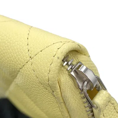 Pre-owned Chanel Yellow Grained Calfskin Coin Purse/coin Case ()