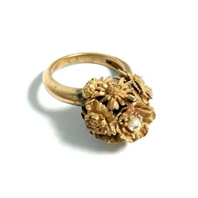 Pre-owned Dior Christian  Pink Gold Artificial Pearl Metal Band Ring ()