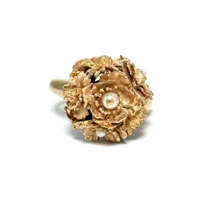 Pre-owned Dior Christian  Pink Gold Artificial Pearl Metal Band Ring ()