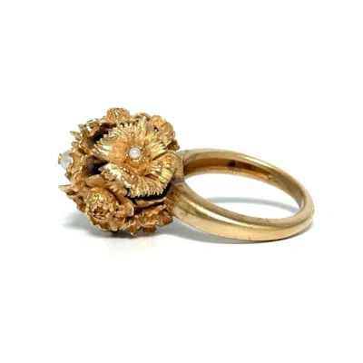 Pre-owned Dior Christian  Pink Gold Artificial Pearl Metal Band Ring ()