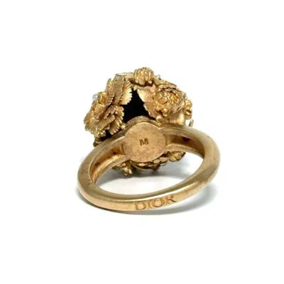 Pre-owned Dior Christian  Pink Gold Artificial Pearl Metal Band Ring ()