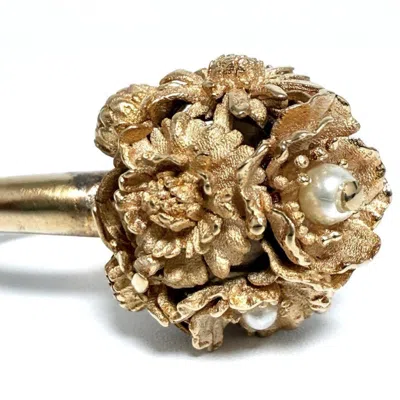 Pre-owned Dior Christian  Pink Gold Artificial Pearl Metal Band Ring ()