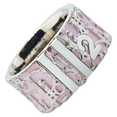 Pre-owned Dior Christian  Silver Pink Metal Band Ring ()