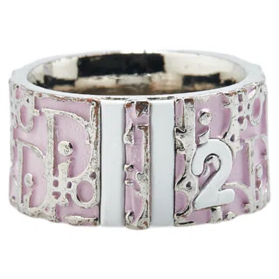 Pre-owned Dior Christian  Silver Pink Metal Band Ring ()