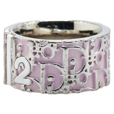 Pre-owned Dior Christian  Silver Pink Metal Band Ring ()