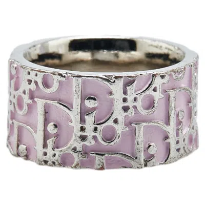 Pre-owned Dior Christian  Silver Pink Metal Band Ring ()
