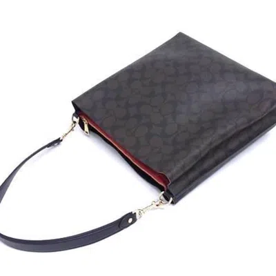 Pre-owned Coach Black Brown Pvc Leather Handbag Shoulder Bag Tote Bag ()