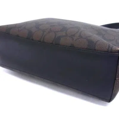 Pre-owned Coach Black Brown Pvc Leather Handbag Shoulder Bag Tote Bag ()