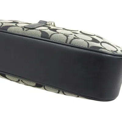 Pre-owned Coach Signature Black Gray Signature Line Leather Shoulder Bag ()