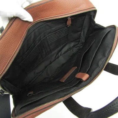 Pre-owned Coach Pebbled Brown Leather Briefcase Bag ()