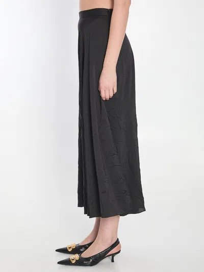 Balenciaga Hybrid Pleated Wool-ramie Midi Skirt In Black
